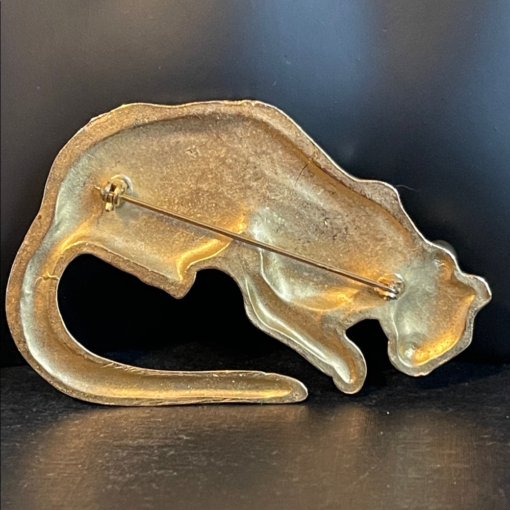 Vintage Oversized Gold-Tone Leopard Brooch - Picture 5 of 6